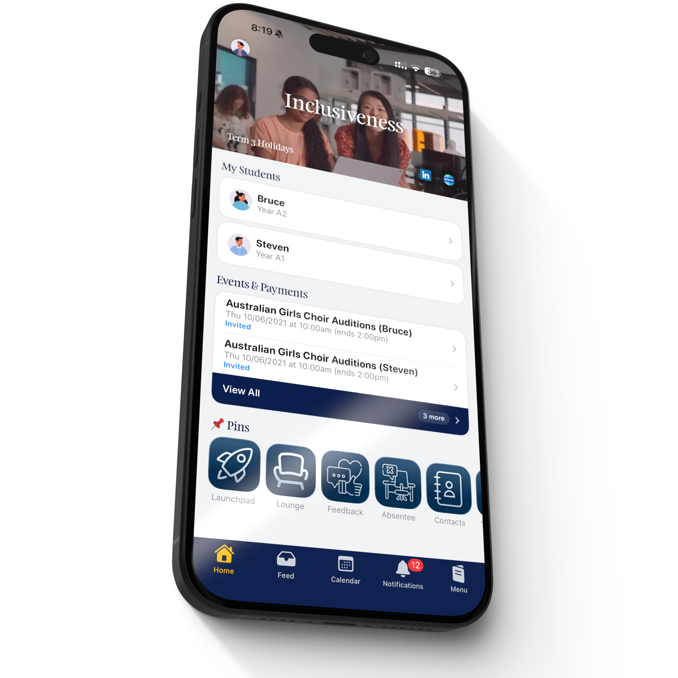 Home action cards expand/collapse view
