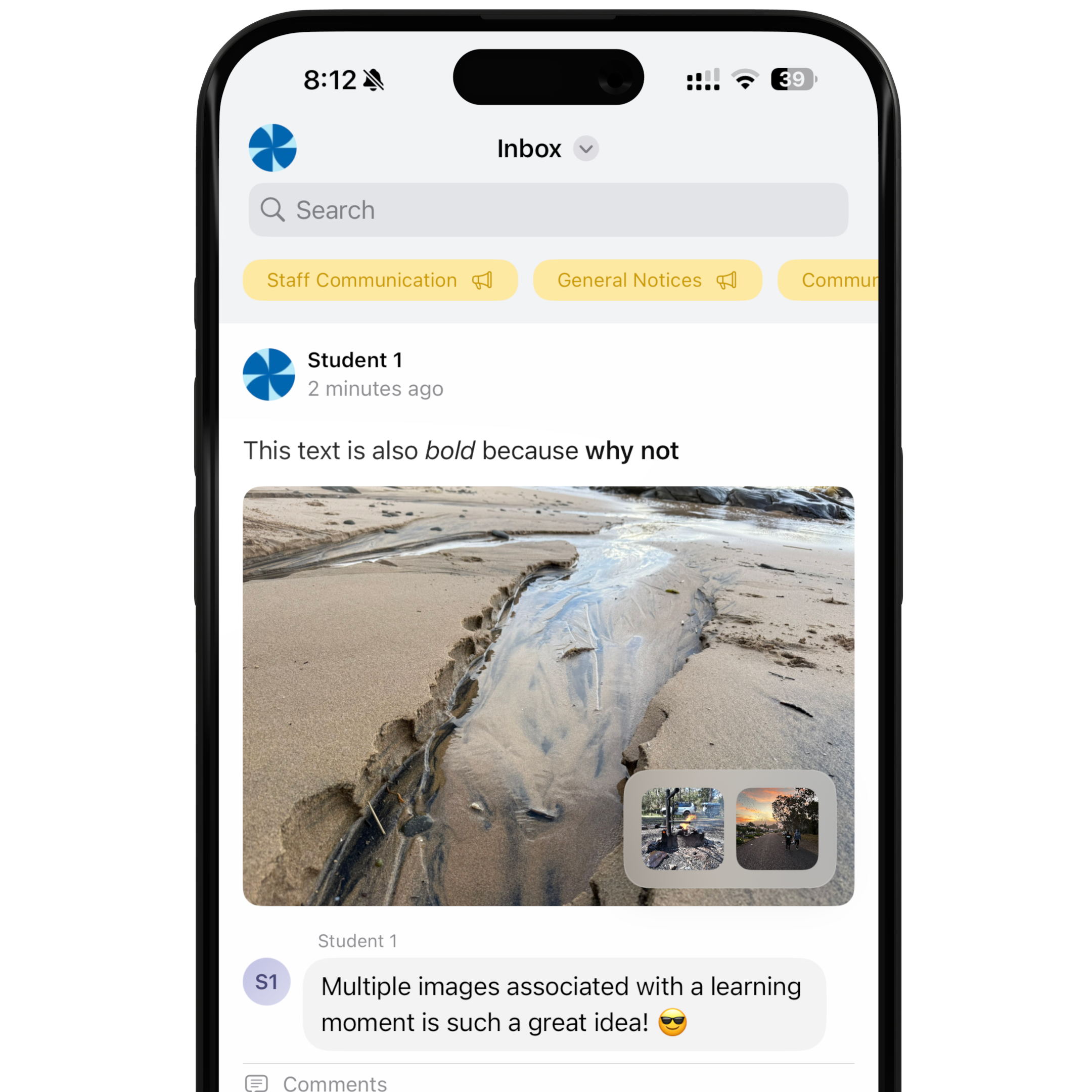 Schoolbox 25.1 features on mobile