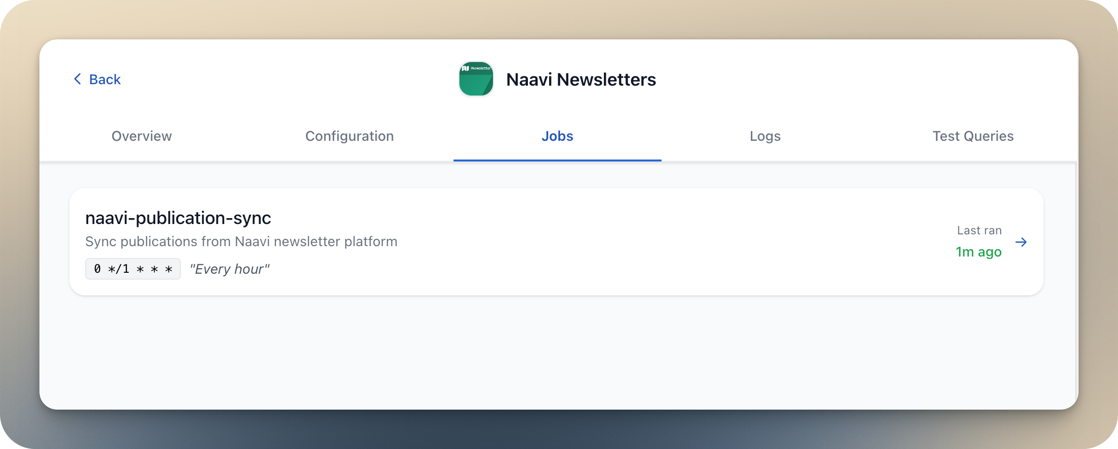 View integration status indicators screenshot