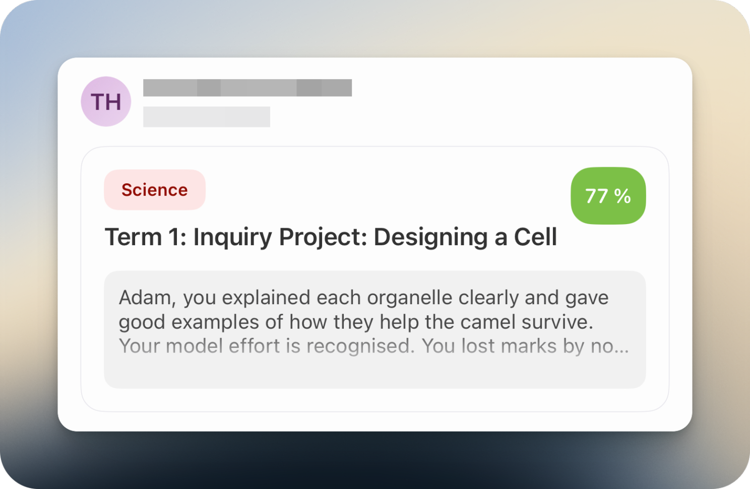 Feedback preview card style